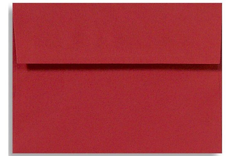 LUX 5 3/4" x 8 3/4" 60lbs. Square Flap Envelopes W/Glue, Holiday Red, 50/Pack