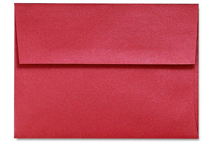 LUX 5 3/4" x 8 3/4" 80lbs. A9 Invitation Envelopes W/Glue, Jupiter Metallic Red Red, 50/Pack