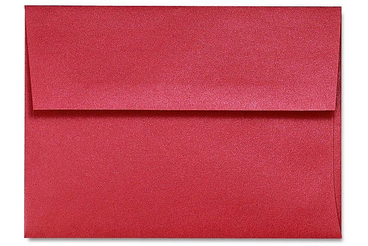 LUX 80lbs. 5 3/4" x 8 3/4" A9 Invitation Envelopes W/Glue, Jupiter Metallic Red Red, 500/BX