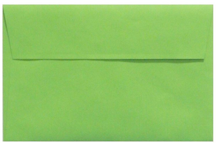 LUX 5 3/4" x 8 3/4" 80lbs. A9 Invitation Envelopes W/Peel & Press, Limelight Green, 50/Pack