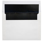 LUX 5 3/4" x 8 3/4" 60lbs. Square Flap Envelopes W/Peel & Press, White/Black LUX Lining