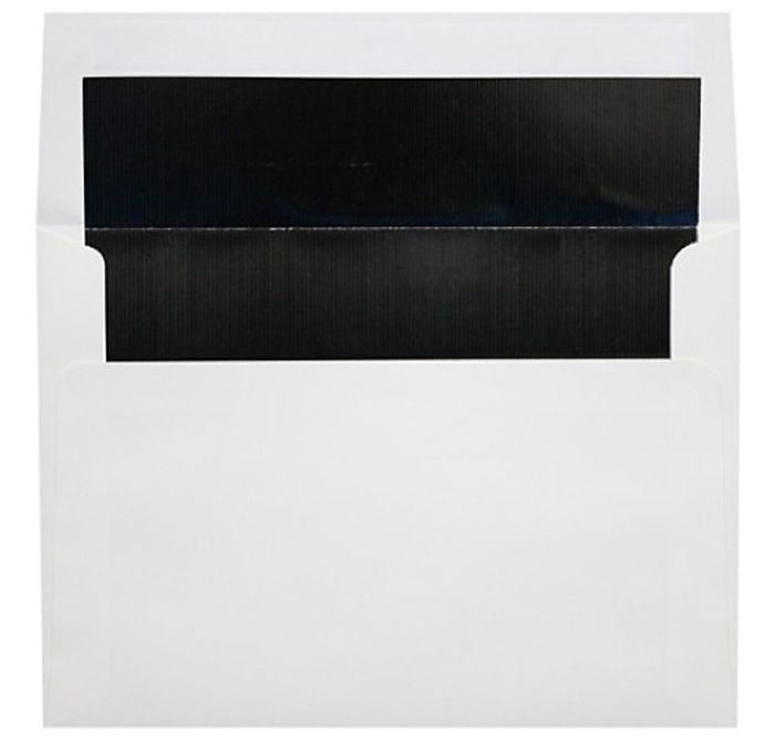 LUX 5 3/4" x 8 3/4" 60lbs. Square Flap Envelopes W/Peel & Press, White/Black LUX Lining