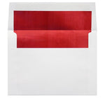 LUX 5 3/4" x 8 3/4" 60lbs. Square Flap Envelopes W/Peel & Press, White/Red LUX Lining