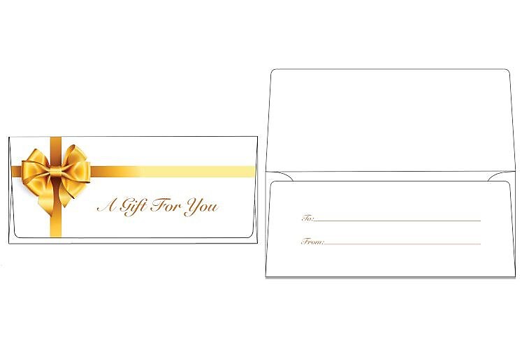 LUX Square Flap Currency Envelopes, 2.875" x 6.5", Gold Bow, 50/Pack (CUR-99-50)