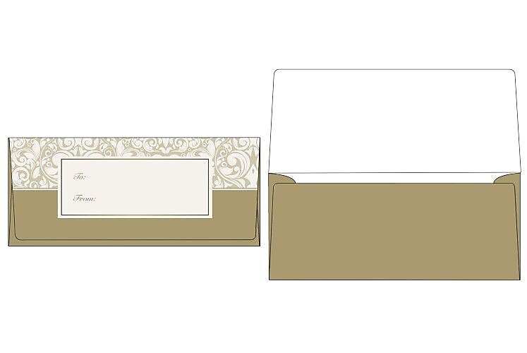 LUX Currency Envelopes (2 7/8 x 6 1/2) 50/Box, Gold Damask (CUR-98-50)