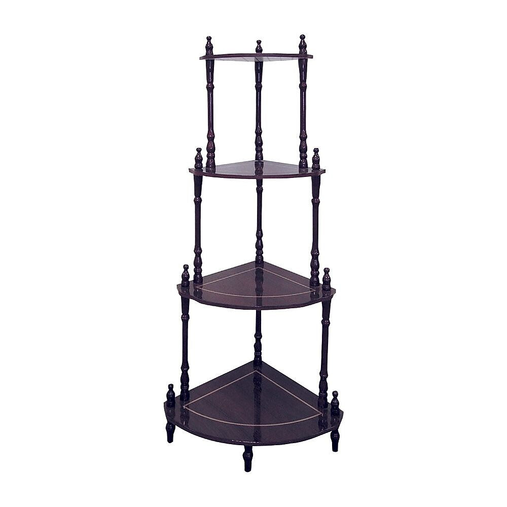 Ore International® 39" x 18" x 15" Composite Wood 4 Tier Corner Stand, Rich Cherry