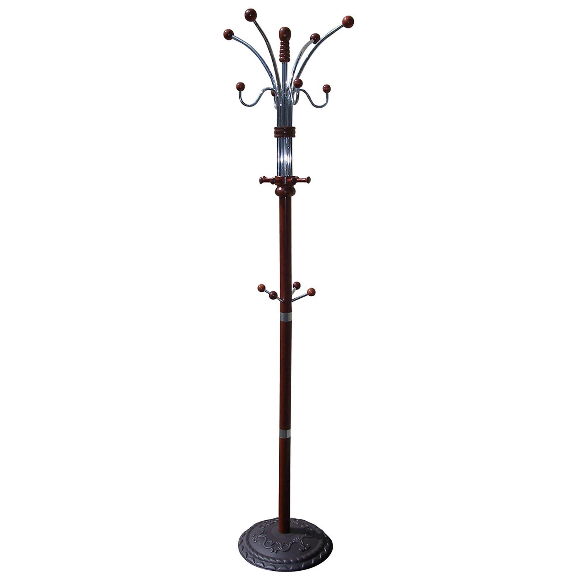 Ore International® Home Decorators Collection Chrome/Wooden Coat Rack, Cherry