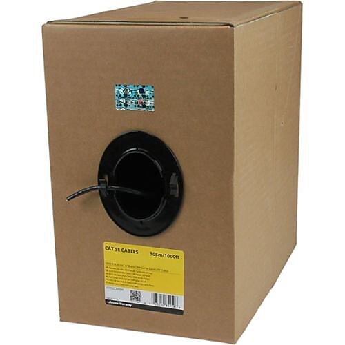 StarTech 1000' Bare Wire Cat5e Solid UTP Riser Cable, Black