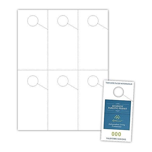 Blanks/USA 2 3/4" x 5 1/2" Digital Polyester Parking Pass Hangers, White, 300/Pack