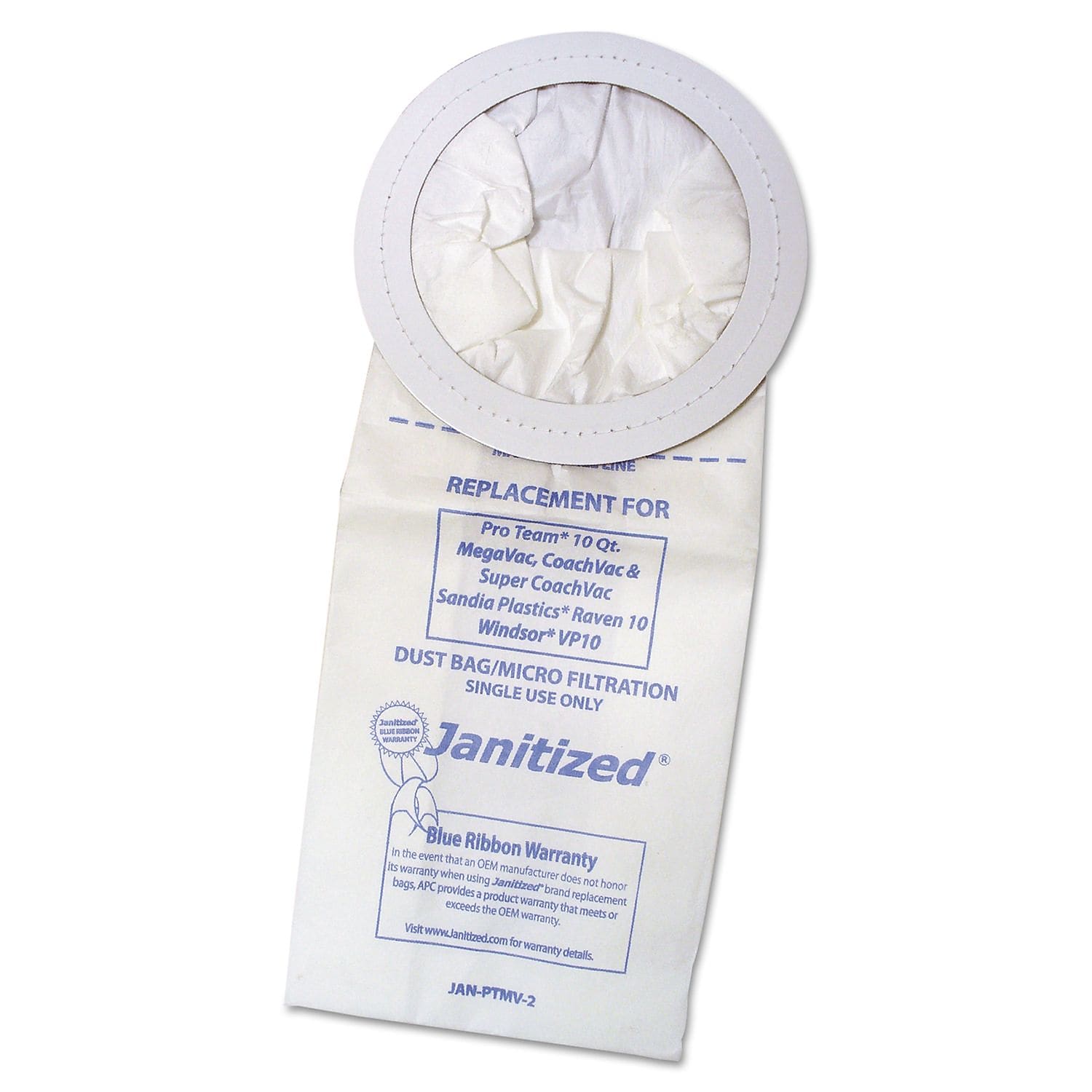 Janitized Vacuum Bags, Blue, 100/Carton (JAN-PTMV-2)