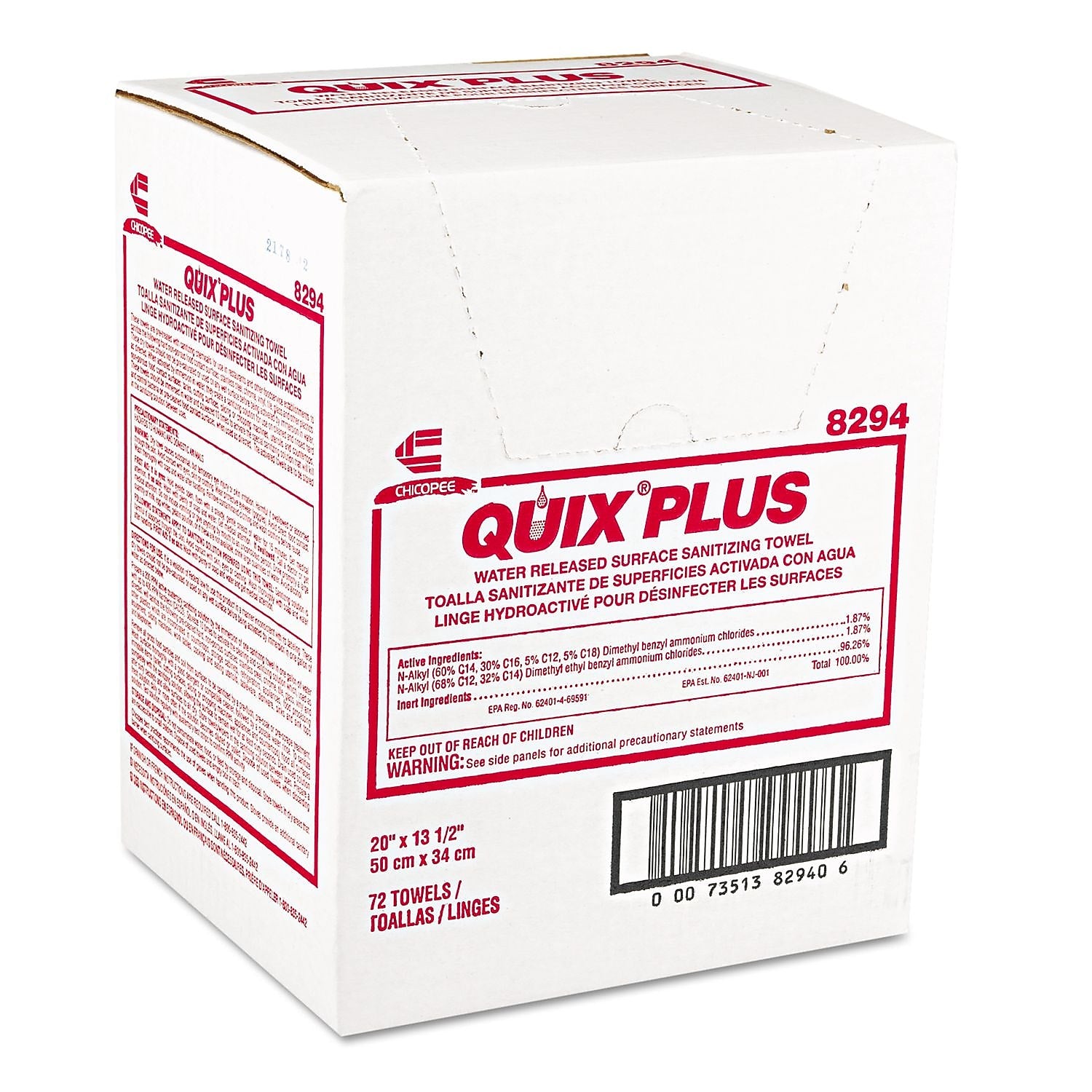 Chicopee® Quix® Plus Pretreated Towel, Pink, 72/Case