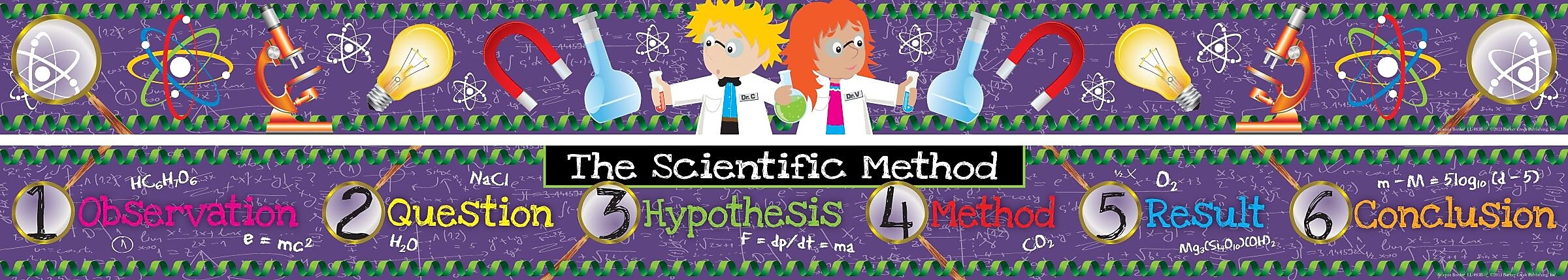 Barker Creek Double-Sided Border with Scientific Method, 35" x 3", Science, 12/Pack (LL983)
