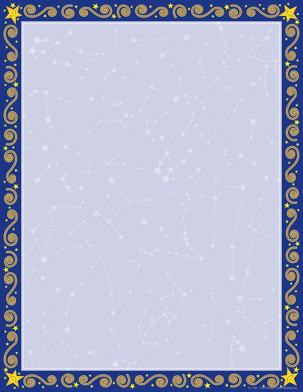Barker Creek Reach For The Stars Computer Paper, 8.5" x 11", 60 lbs., Blue/Gold, 50 Sheets/Pack (LL738)
