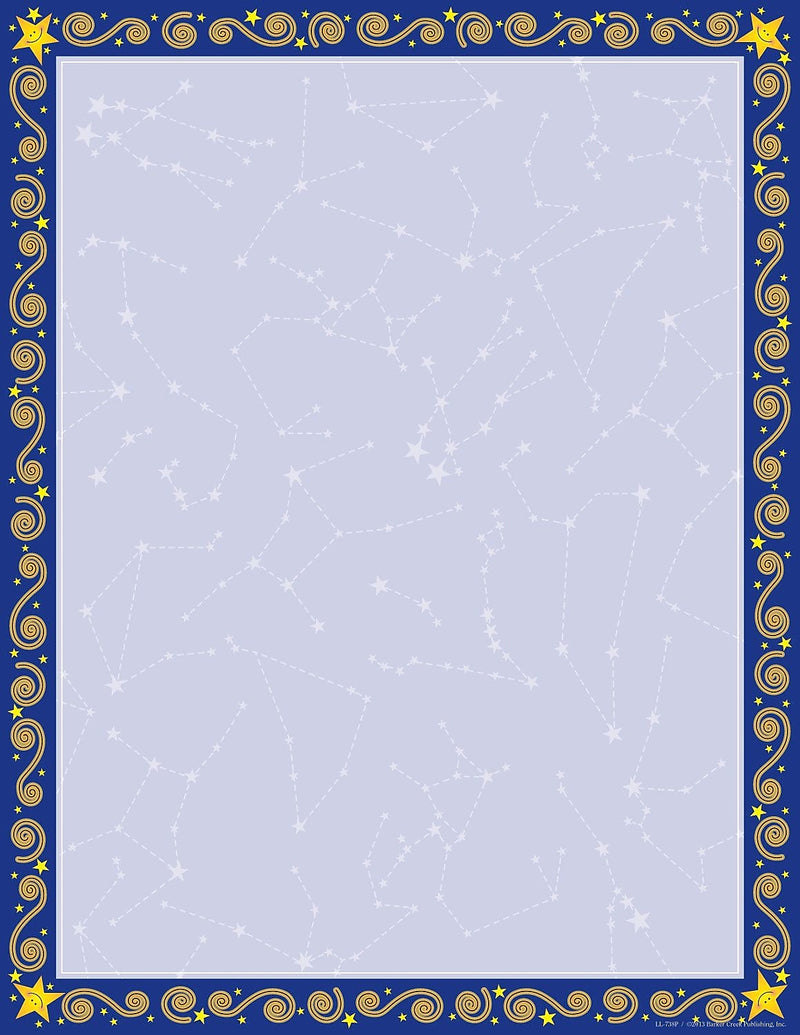 Barker Creek Reach For The Stars Computer Paper, 8.5" x 11", 60 lbs., Blue/Gold, 50 Sheets/Pack (LL738)