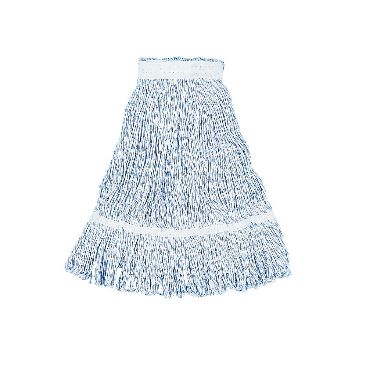 Boardwalk® Mop Head, Floor Finish, Wide, Rayon/polyester, Large, White/blue, 12/carton
