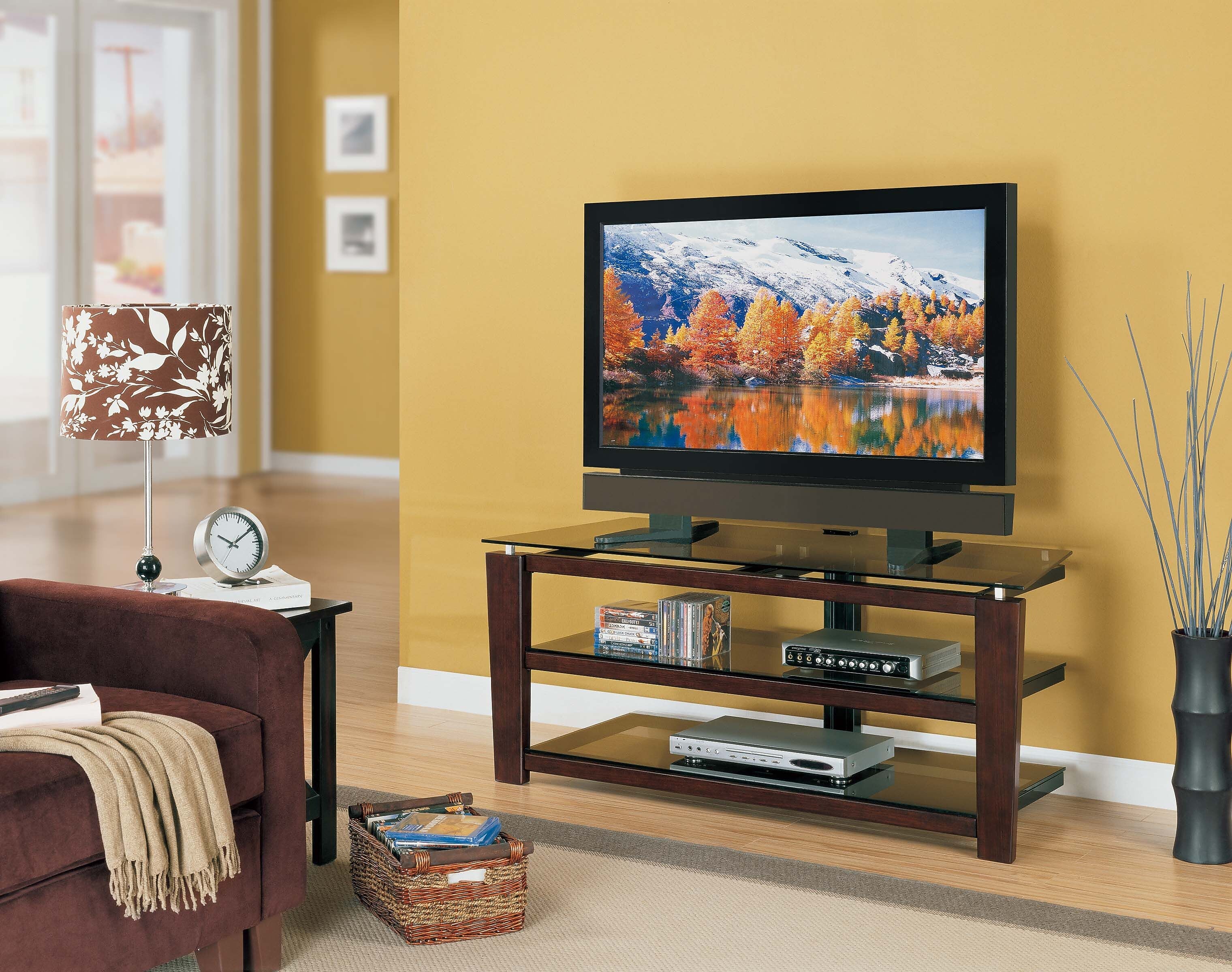 Whalen Wood/Metal Console TV Stand, Screens up to 58", Brown Cherry (XL-5)