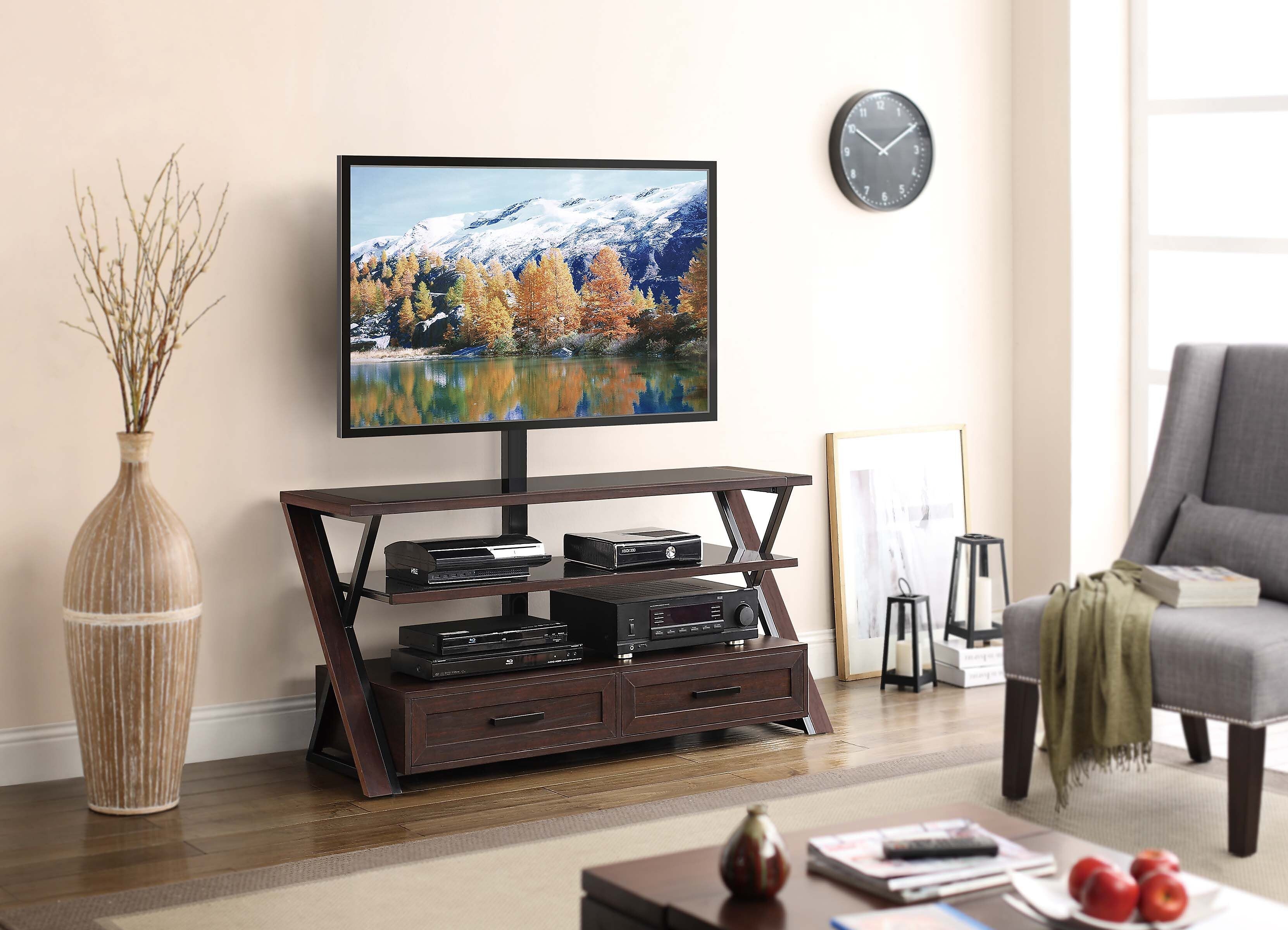 Whalen Console TV Stand, Screens up to 54", Brown/Black (XLDEC54-NV)