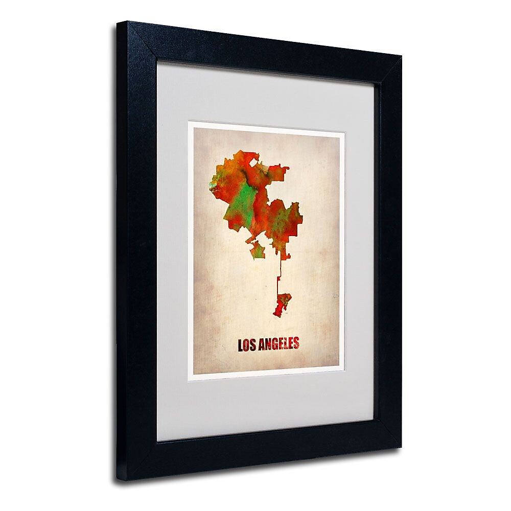 Trademark Fine Art 'Los Angeles Watercolor Map' 11" x 14" Black Frame Art