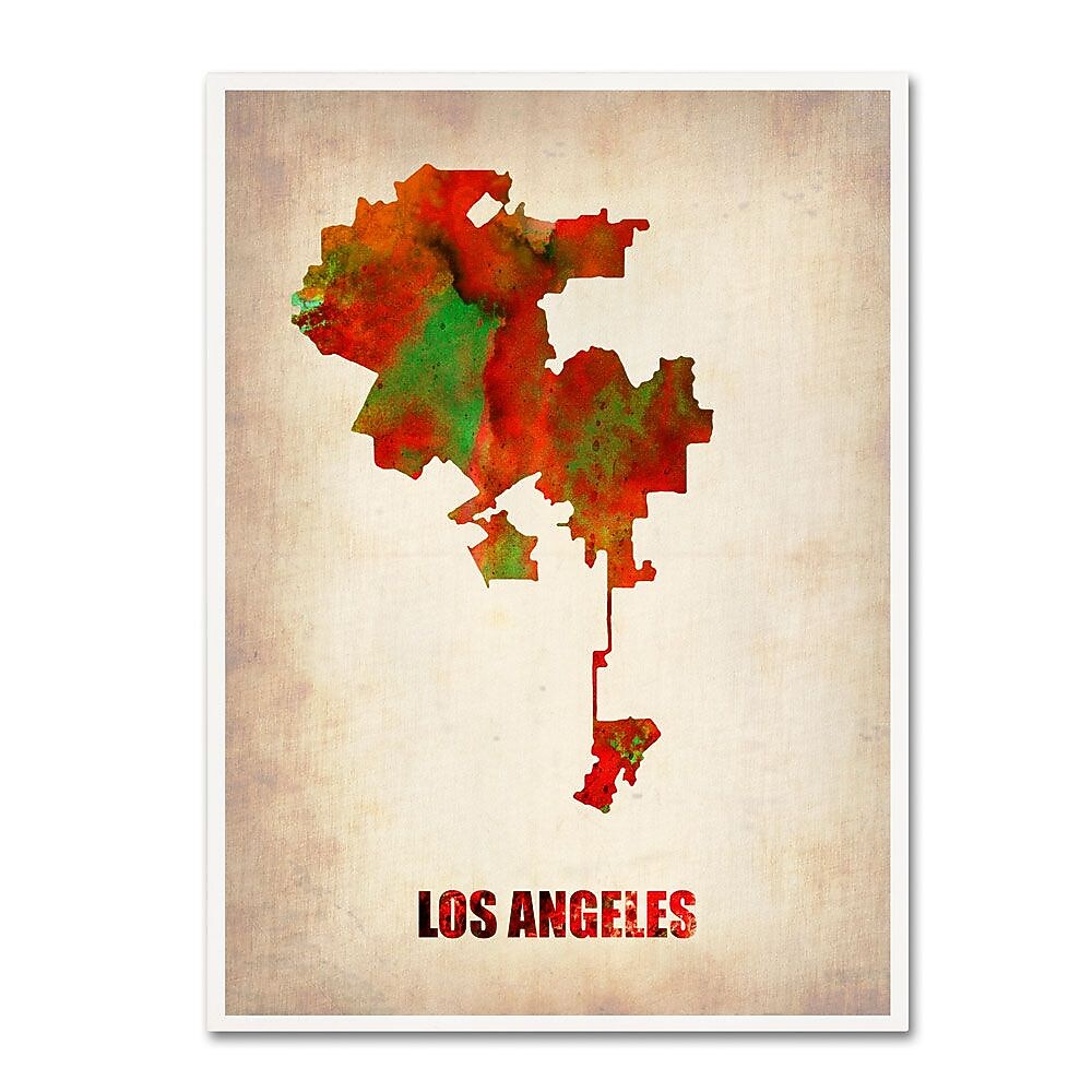 Trademark Fine Art 'Los Angeles Watercolor Map' 18" x 24" Canvas Art