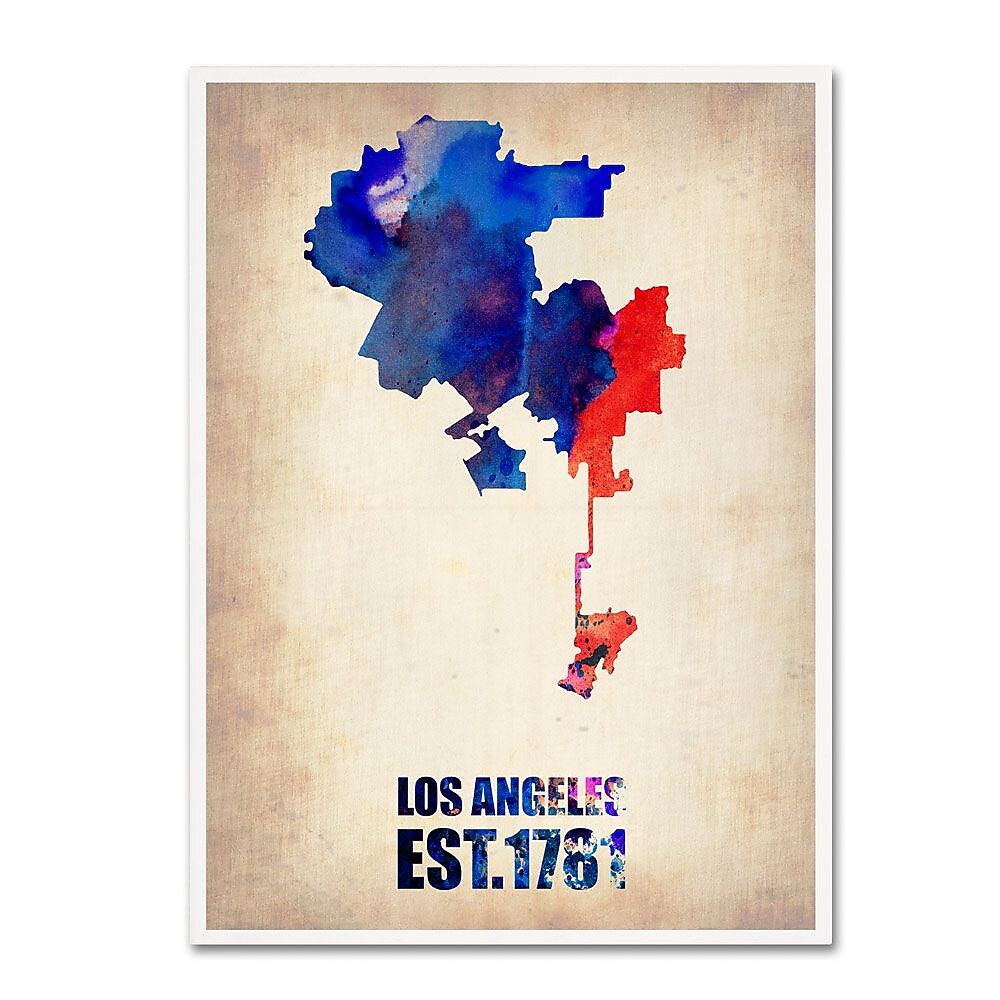 Trademark Fine Art 'Los Angeles Watercolor Map 2' 14" x 19" Canvas Art