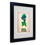 Trademark Fine Art 'Seattle Watercolor Map' 11" x 14" Black Frame Art