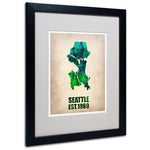 Trademark Fine Art 'Seattle Watercolor Map' 16" x 20" Black Frame Art