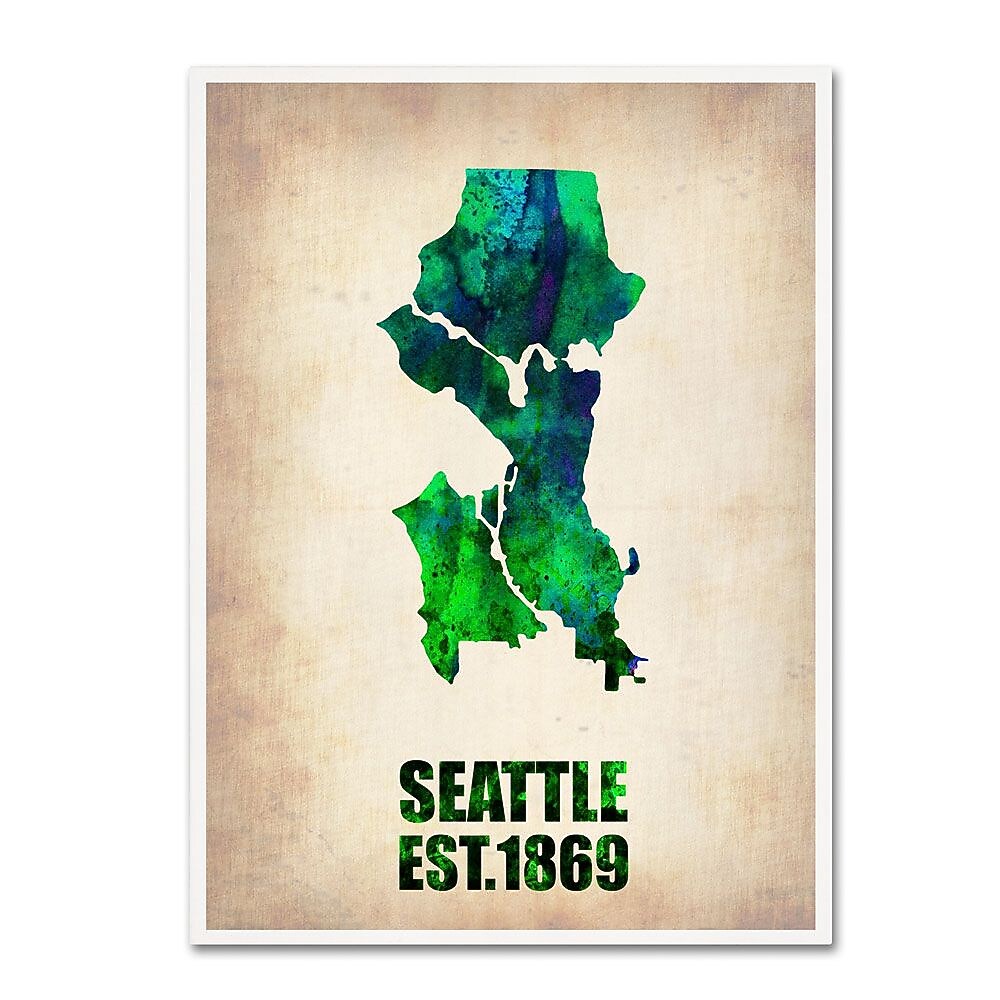 Trademark Fine Art 'Seattle Watercolor Map' 24" x 32" Canvas Art