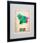 Trademark Fine Art 'Portland Watercolor Map' 16" x 20" Black Frame Art