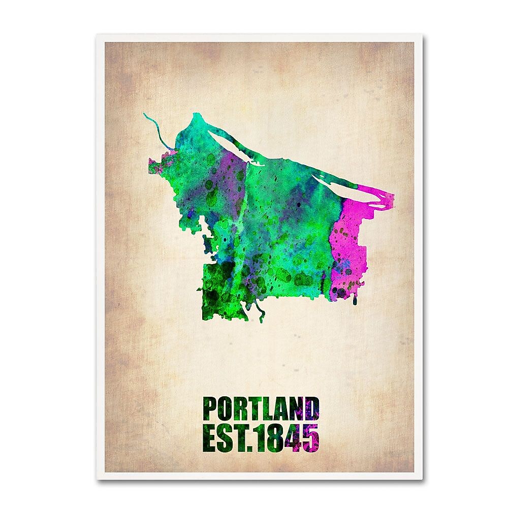 Trademark Fine Art 'Portland Watercolor Map' 24" x 32" Canvas Art
