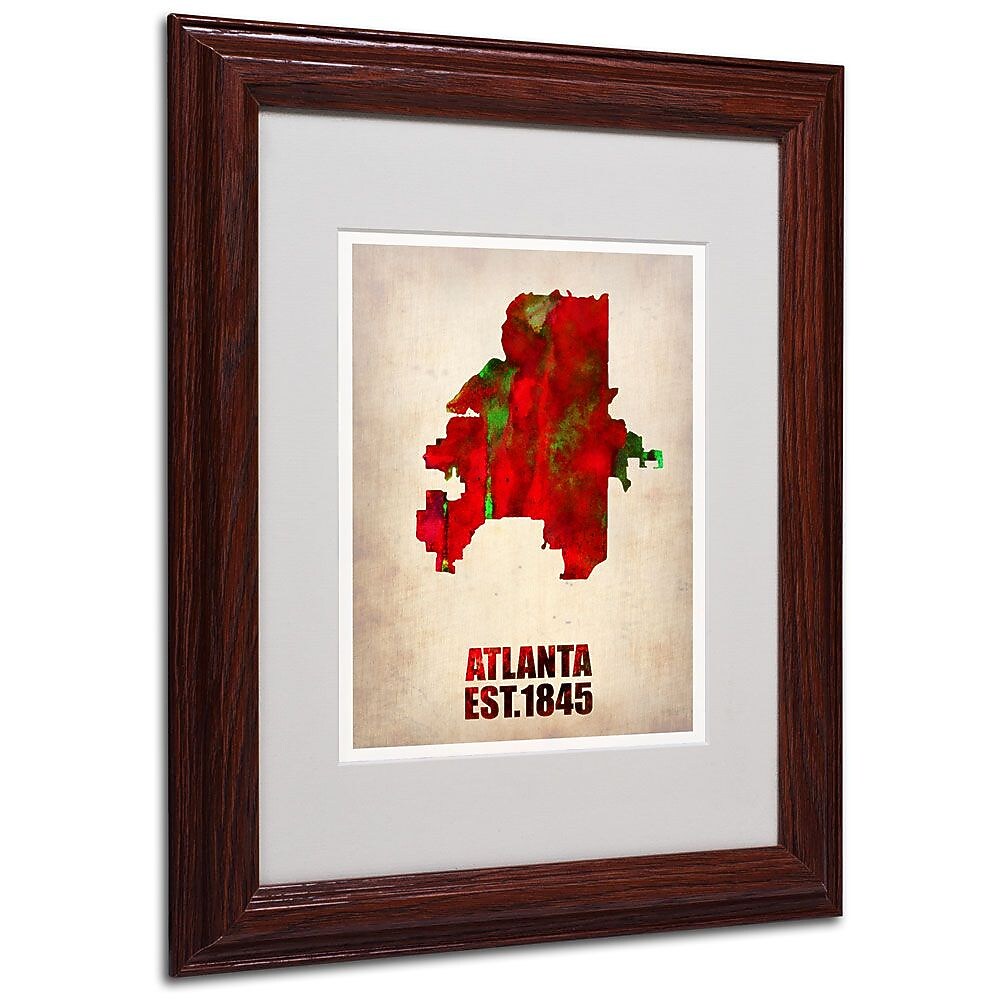 Trademark Fine Art 'Atlanta Watercolor Map' 11" x 14" Wood Frame Art