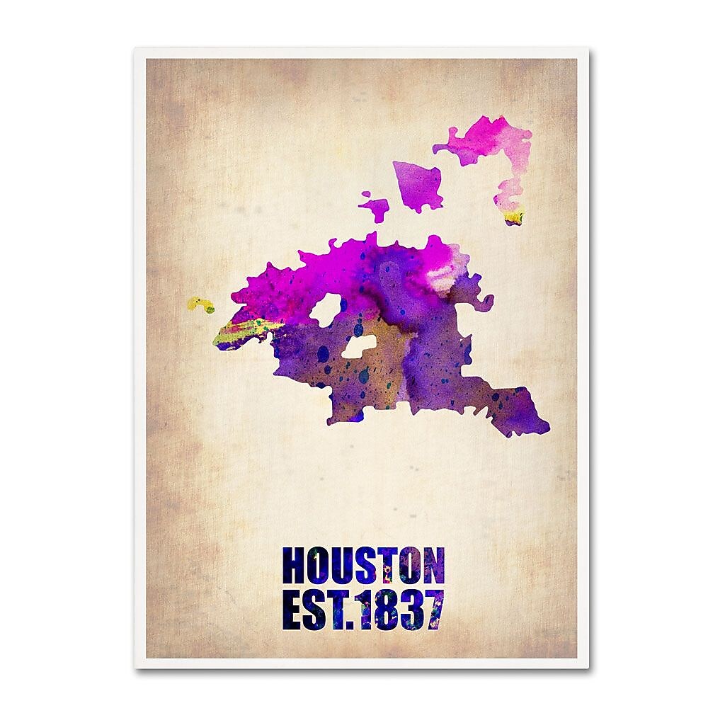 Trademark Fine Art 'Houston Watercolor Map' 18" x 24" Canvas Art