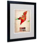 Trademark Fine Art 'Miami Watercolor Map' 16" x 20" Black Frame Art