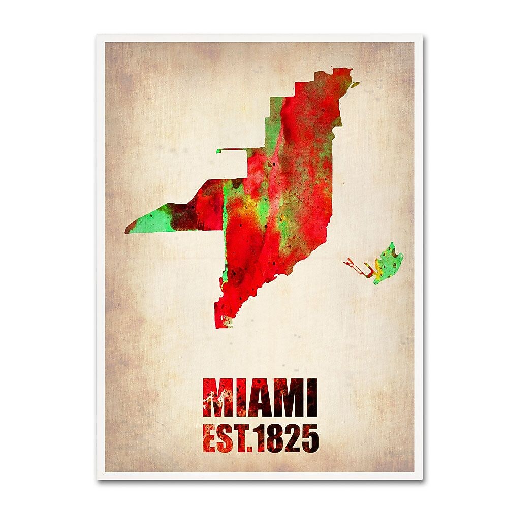 Trademark Fine Art 'Miami Watercolor Map' 24" x 32" Canvas Art