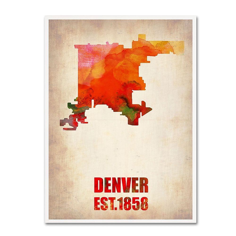 Trademark Fine Art 'Denver Watercolor Map' 18" x 24" Canvas Art
