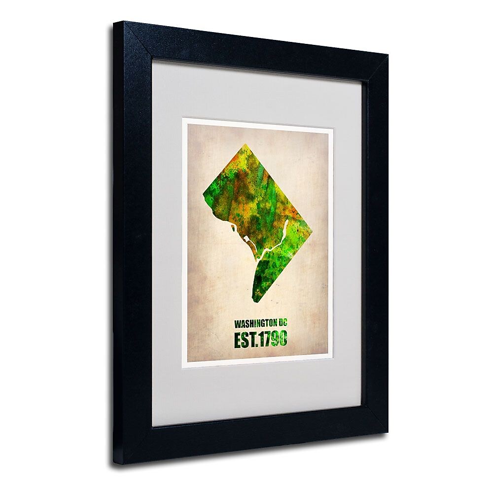 Trademark Fine Art 'Washington D.C. Watercolor Map' 11" x 14" Black Frame Art