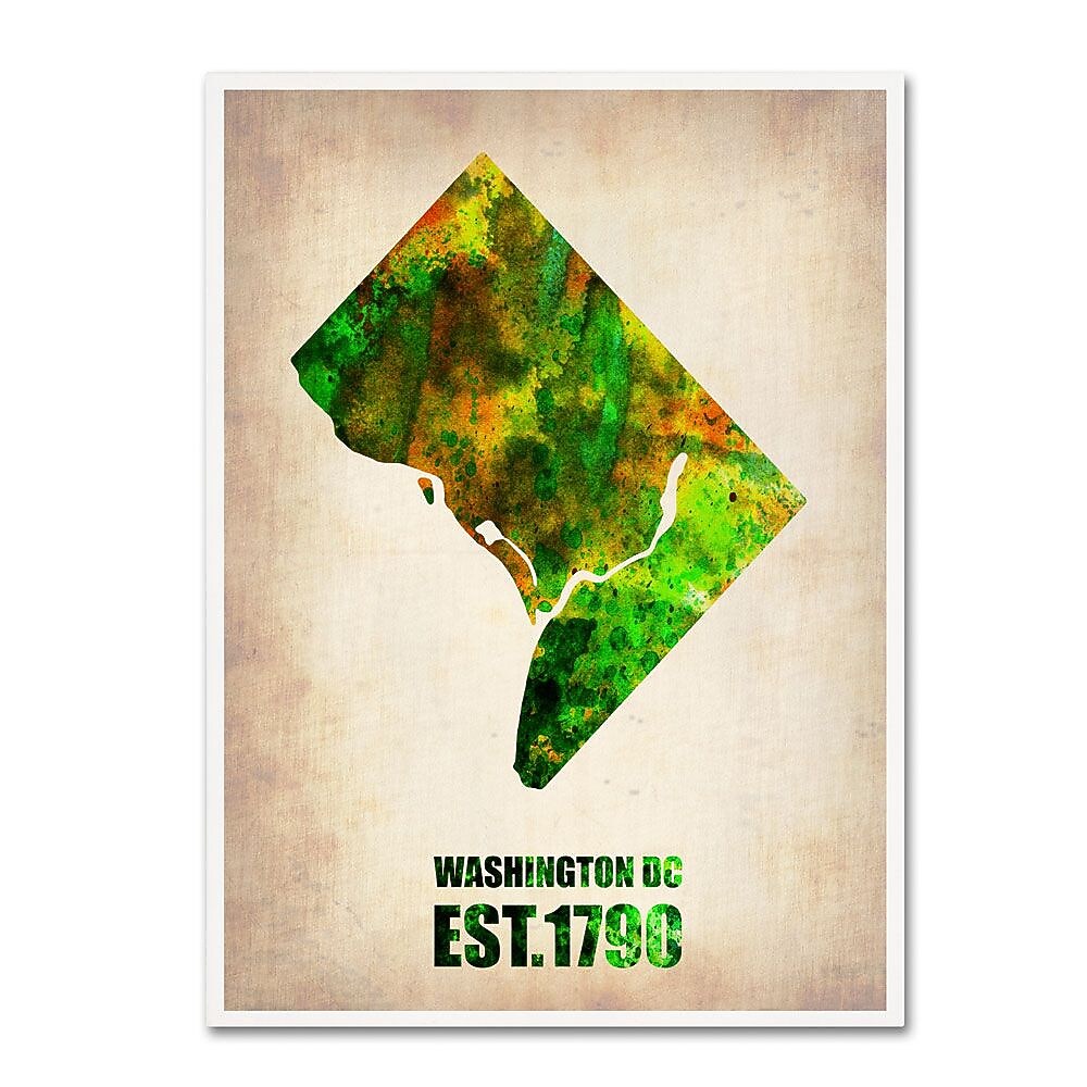 Trademark Fine Art 'Washington D.C. Watercolor Map' 24" x 32" Canvas Art