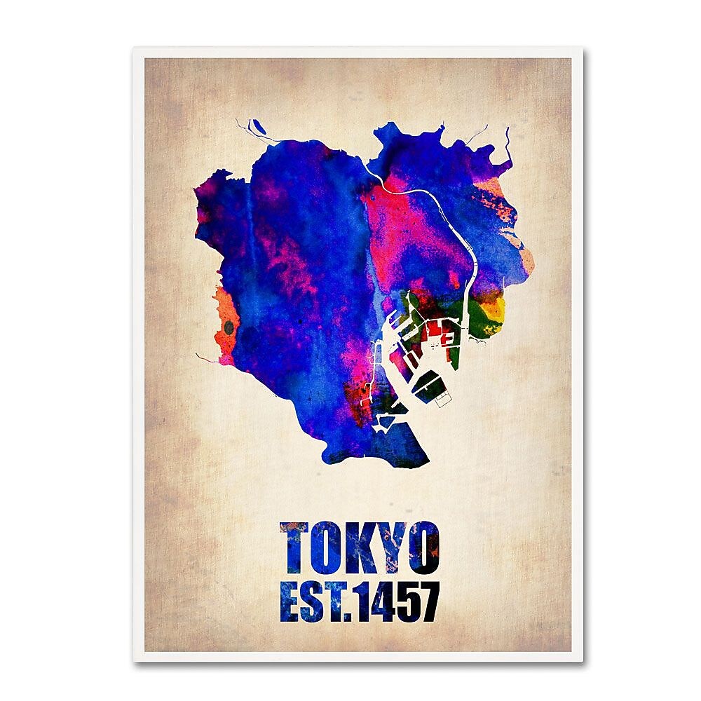Trademark Fine Art 'Tokyo Watercolor Map' 14" x 19" Canvas Art