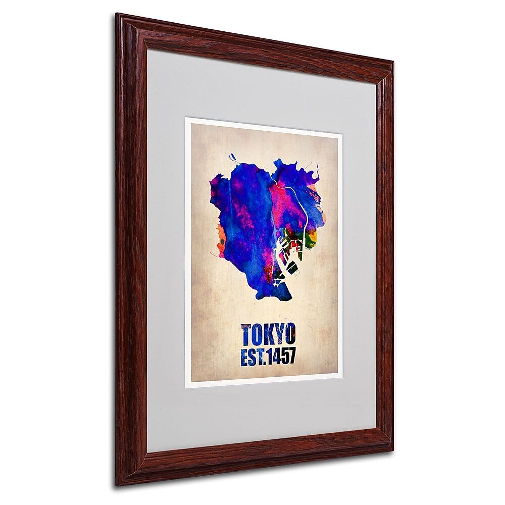 Trademark Fine Art 'Tokyo Watercolor Map' 16" x 20" Wood Frame Art