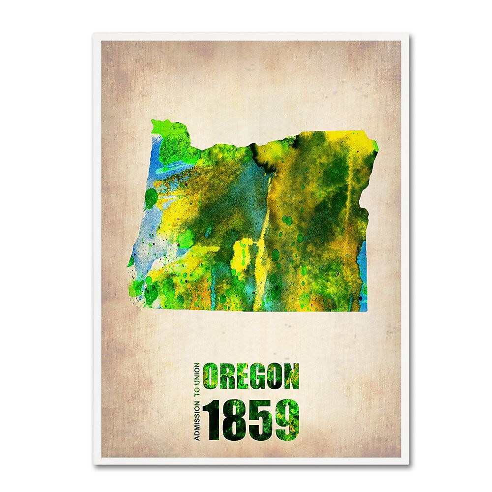 Trademark Fine Art 'Oregon Watercolor Map' 18" x 24" Canvas Art