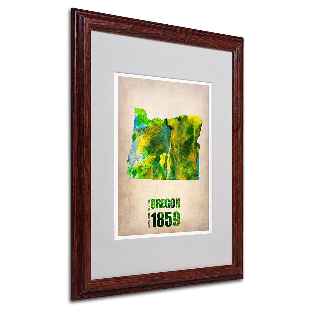 Trademark Fine Art 'Oregon Watercolor Map' 16" x 20" Wood Frame Art