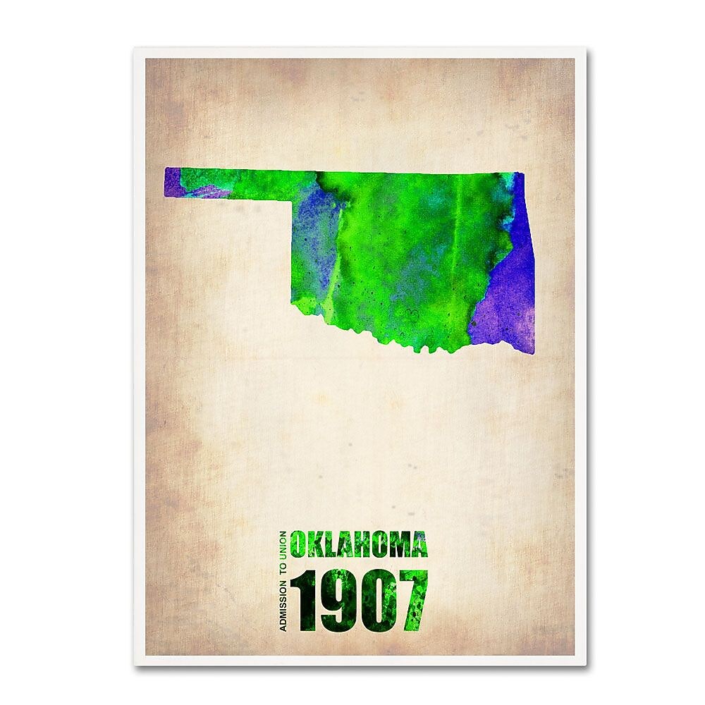 Trademark Fine Art 'Oklahoma Watercolor Map' 24" x 32" Canvas Art