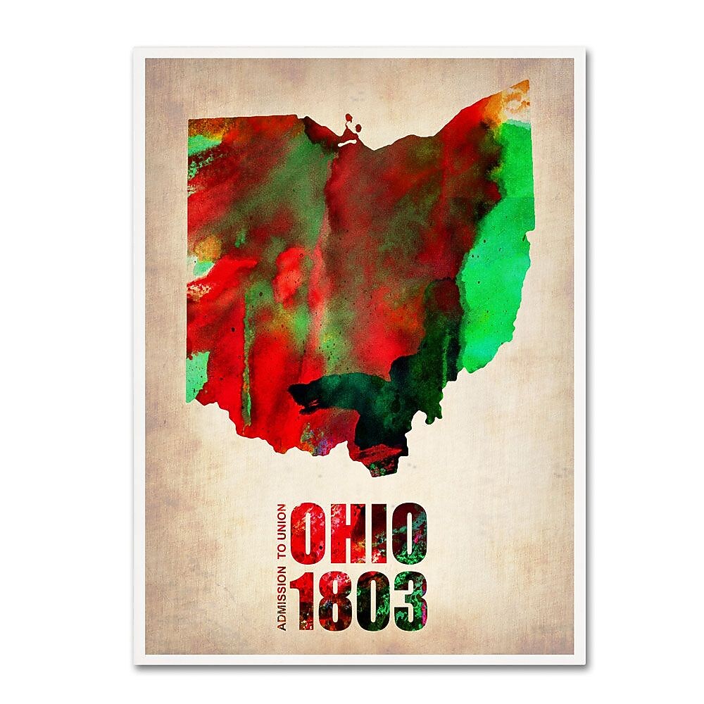 Trademark Fine Art 'Ohio Watercolor Map' 24" x 32" Canvas Art