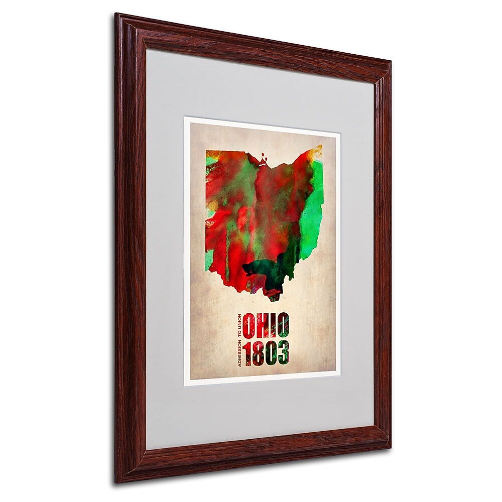 Trademark Fine Art 'Ohio Watercolor Map' 16" x 20" Wood Frame Art