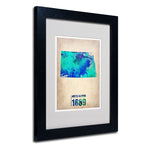 Trademark Fine Art 'North Dakota Watercolor Map' 11" x 14" Black Frame Art