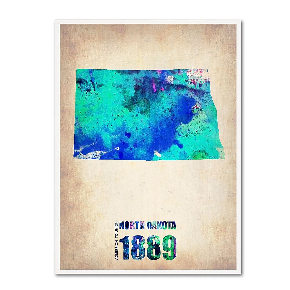 Trademark Fine Art 'North Dakota Watercolor Map' 24" x 32" Canvas Art