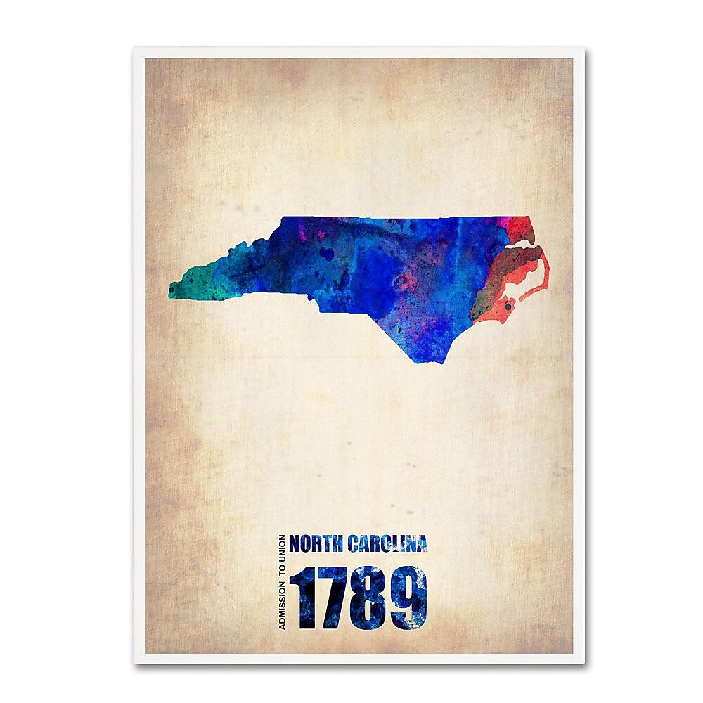Trademark Fine Art 'North Carolina Watercolor Map' 24" x 32" Canvas Art