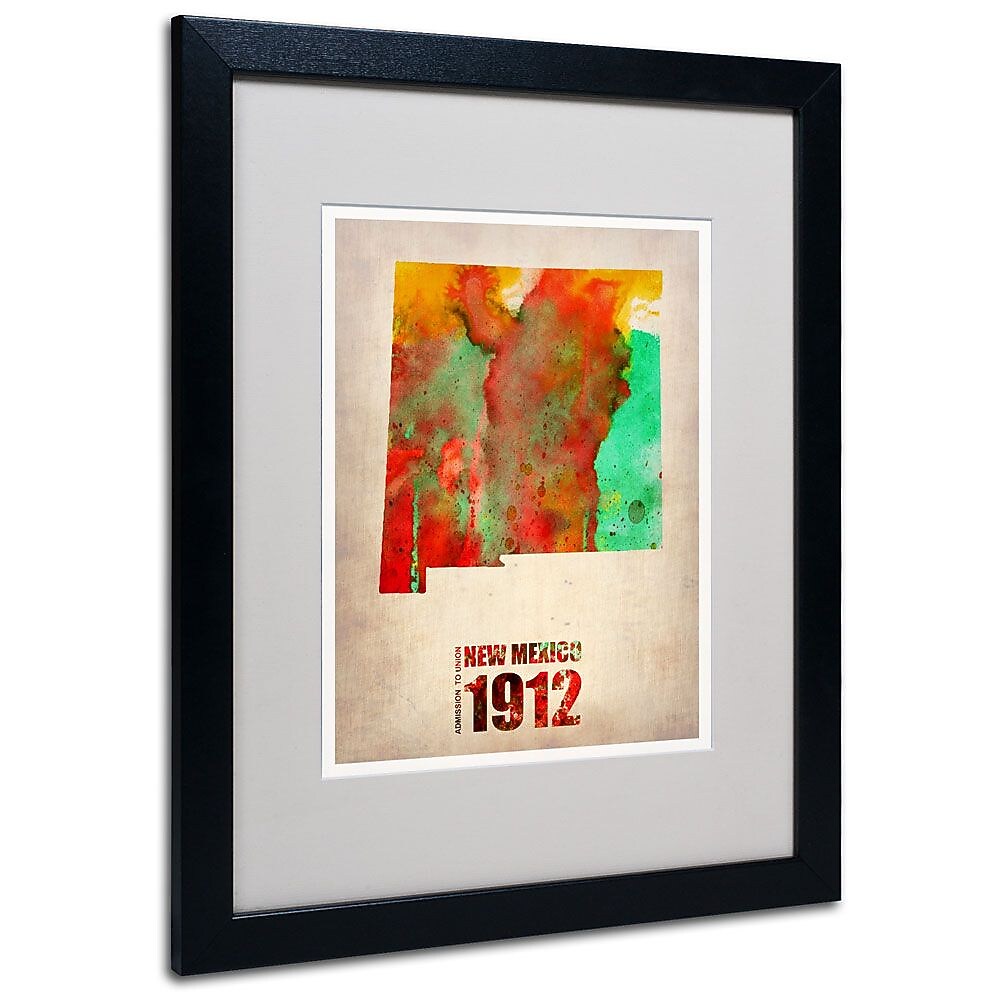 Trademark Fine Art 'New Mexico Watercolor Map' 16" x 20" Black Frame Art