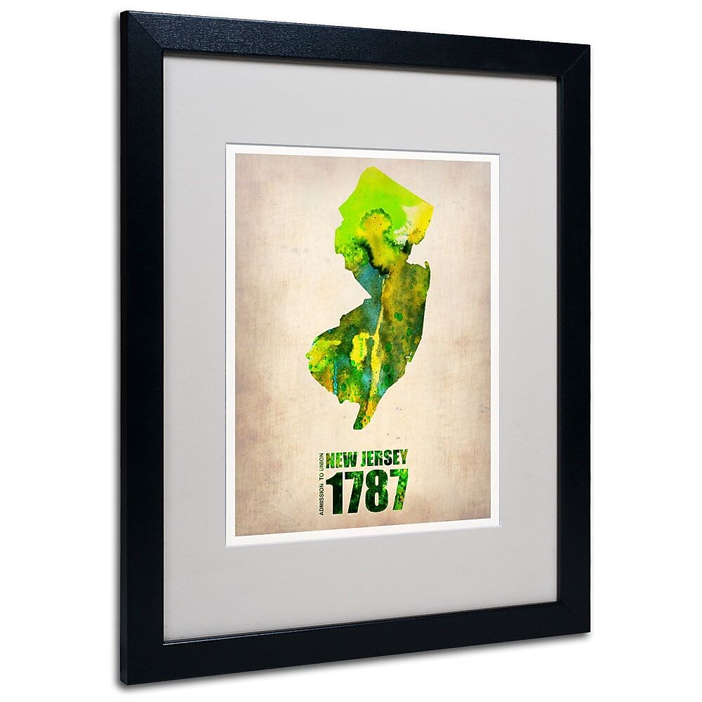 Trademark Fine Art 'New Jersey Watercolor Map' 16" x 20" Black Frame Art