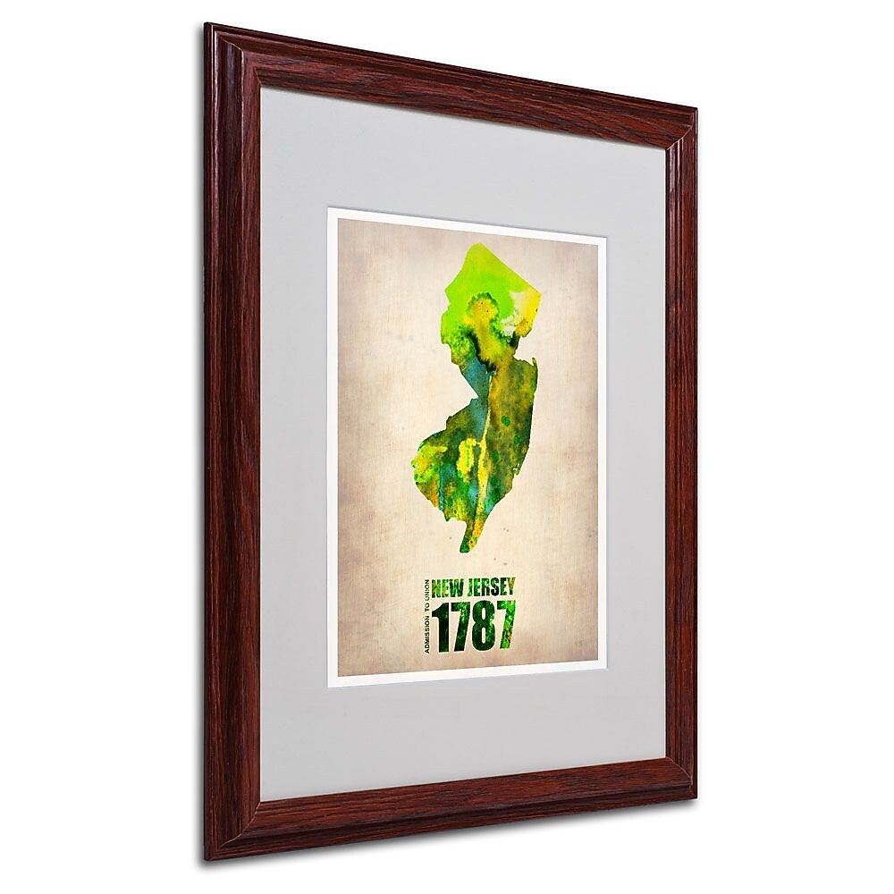Trademark Fine Art 'New Jersey Watercolor Map' 16" x 20" Wood Frame Art