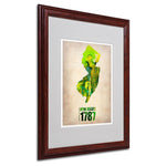 Trademark Fine Art 'New Jersey Watercolor Map' 16" x 20" Wood Frame Art